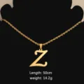 Stainless steel gold letter Z pendant rope necklace for women fashion minimalist clavicle chain. - Letter Z