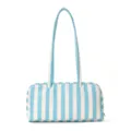 Blue and white striped shoulder bag, stylish contrast color daily handbag for women - Blue & Beige Stripes