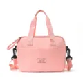 Pink insulated lunch bag for women, waterproof portable cooler tote bag with shoulder strap. - Pink