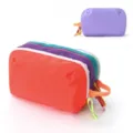 Colorful multi-layer cosmetic bag, portable travel toiletry storage pouch for women and girls. - Light Purple and Orange