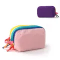 Colorful multi-layer makeup bag travel cosmetic storage pouch with handy zipper handle. - Light Pink Purple