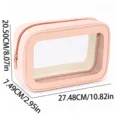 Clear PU Cosmetic Bag Large Capacity Waterproof Toiletry Travel Organizer Pouch Case - L / Pink