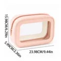 Pink PU leather clear makeup bag portable travel cosmetic storage pouch with zipper. - M / Pink