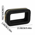 Black PU clear cosmetic bag with gold zipper, large capacity waterproof travel toiletry storage. - M / Black