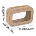 Waterproof PU transparent travel toiletry bag large capacity cosmetic pouch for women use - S / Khaki