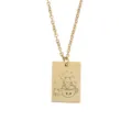 Collier pendentif rectangulaire en acier inoxydable doré avec motif de chat gravé mignon chic. - Motif 11 (JG0049)