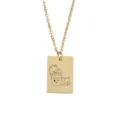 Collier pendentif rectangulaire en acier inoxydable doré avec détail de chat gravé mignon. - Motif 12 (JG0050)