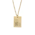 Collier en acier inoxydable doré avec joli pendentif rectangulaire gravé de chats. - Motif 13 (JG0051)