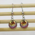 Detailed close-up shot of the stainless steel fish scale pattern drop earrings, showing texture. - 12mm / 6