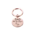 Gepersonaliseerde roségouden roestvrijstalen papa sleutelhanger ronde hanger cadeau - Roségoud