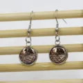 Stainless steel fish scale drop earrings with resin round cabochon, stylish daily jewelry for women. - 12mm / 12