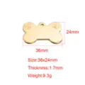 Polished stainless steel golden bone pet ID tag with paw print design, size 36x24mm. - 36x24mm Etched Dog Paw / Gold