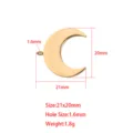 Pendentif croissant de lune en acier inoxydable accessoire DIY avec dimensions exactes - M / Acier