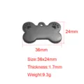 Stainless steel black bone pet ID tag, 36x24mm size, 1.7mm thickness, durable laser engraving blank. - 36x24mm Etched Dog Paw / Black
