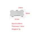 Stainless steel bone shape pet ID tag blank pendant with precise laser engraving details. - 31*16mm / Steel