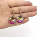 Colorful fish scale dangle earrings featuring stainless steel hooks and resin charms. - Colorful Gradient
