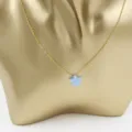 Gold stainless steel chain necklace featuring a cute light blue resin star pendant accessory. - Sky Blue
