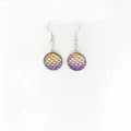 Mermaid scale resin stainless steel hook earrings detail, colorful fish scale pattern. - Multicolor Magic