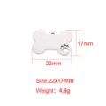 Stainless steel bone shape pet ID tag blank dog collar charm pendant size 22x17mm weight 4.8g - 22x17mm Hollow Dog Paw / Steel