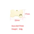 Gold stainless steel bone pet ID tag, blank dog name tag for custom laser engraving. - 22x17mm Hollow Dog Paw / Gold