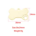 Mirror Titanium Steel Bone Pet ID Tag with Paw Print DIY Jewelry Pendant 36x24mm - 36x24mm Hollow / Gold