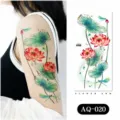 Pegatina de tatuaje temporal impermeable de brazo de flor de loto para arte corporal AQ020 - AQ-020 / 210*100mm