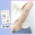 Kids cartoon temporary tattoo stickers colorful floral music note designs for party fun - EC-501 Style