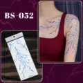 Blue lightning tattoo sticker waterproof temporary body art transfer for halloween party - Blood Vessel Lightning Tattoo Sticker (BS-052) / 240x105mm