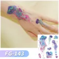 Waterproof glitter temporary tattoo sticker, magical jellyfish design for kids fashion makeup. - FG-143 (Glitter Marine Tattoo)