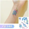 Waterproof glitter temporary tattoo sticker for kids cute marine dolphin body art design. - FG-144 (Glitter Marine Tattoo)