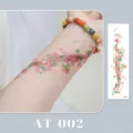 Adhesivo de tatuaje temporal de flores de cerezo colorido para brazo, diseño impermeable. - AT-002 (Pegatina de Tatuaje de Pulsera)
