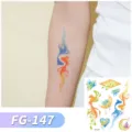 Autocollant de tatouage pailleté imperméable avec motif de poisson et gemme pour enfants. - FG-147 (Tatouage Marin Pailleté)
