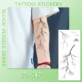 Blood vessels lightning temporary tattoo sticker variant, waterproof body art sticker design - Blood Vessel Lightning Tattoo Sticker (BS-047) / 240x105mm