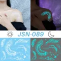 Luminous feather tattoo sticker waterproof temporary body art glow in the dark arm decal design. - JSN-089 Glow Tattoo Sticker