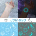 Glow in the dark temporary tattoo sticker for arms and face, waterproof celestial body art. - JSN-090 Glow Tattoo Sticker