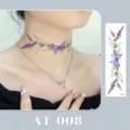 Waterproof watercolor butterfly lavender temporary tattoo sticker for collarbone neck art 1pc - AT-008 (Bracelet Tattoo Sticker)