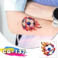 Glitter soccer temporary tattoo sticker for kids party and sports fans waterproof body art - CG-137 Football Tattoo Sticker