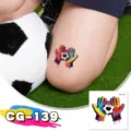 Football glitter temporary tattoo sticker variant, colorful goalkeeper gloves design for fan party. - CG-139 Football Tattoo Sticker