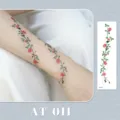 Floral temporary tattoo sticker featuring delicate rose vine design for wrist and collarbone. - AT-011 (Bracelet Tattoo Sticker)