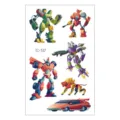 Waterproof cartoon robot temporary tattoo stickers for kids boys arm body art design. - Cartoon Robot Style (EC-337) / 120x75mm