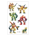 Kids waterproof temporary tattoo sticker sheet with cute cartoon robot and mecha dog designs. - Mech Dog & Robot Style (EC-338) / 120x75mm