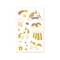 Bonita hoja de tatuaje temporal de unicornio dorado para niños, impermeable y linda. - VE-050 / 120*75mm
