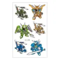 Kinder Tattoo Aufkleber wasserdicht Cartoon Roboter Mech Design temporäre Tattoos - Chibi Mech & Hubschrauber (EC-341) / 120x75mm