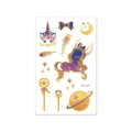 Kids waterproof gold foil temporary tattoo stickers cute unicorn magic elements design sheet - VE-054 / 120*75mm