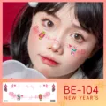 New Year face tattoo sticker, festive makeup decal for holiday party, BE-104. - BE-104 New Year Face Sticker