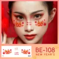 New Year face temporary tattoo sticker set, sweet party makeup decal with firecracker design. - BE-108 New Year Face Sticker