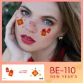 New Year face temporary tattoo stickers, sweet party makeup decals with lucky red envelopes. - BE-110 New Year Face Sticker