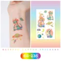 Kids glitter temporary tattoo stickers waterproof cute cartoon dinosaur space sheet - EG-235 Dinosaur Style / 75*120mm