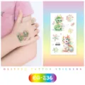 Kids waterproof glitter temporary tattoo stickers cute watercolor dragon design - EG-236 Snowflake Dragon Style / 75*120mm