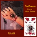 Waterproof Halloween temporary tattoo stickers with scary skull and blood scar designs for party. - EH-054 / 120*75mm
